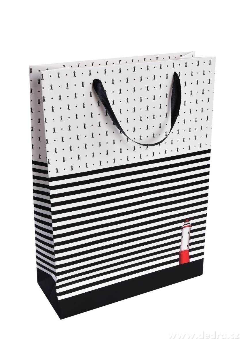 Dárková taška s černými pruhy a majákem – náhled 2 | Grand Móda