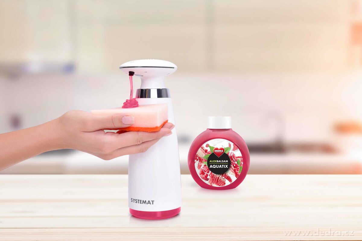 SYSTEMAT, bezdotykový automatický dávkovač mýdla, šamponů a mycích prostředků, infra senzor + LED indikace, objem 340 ml – náhled 4 | Grand Móda