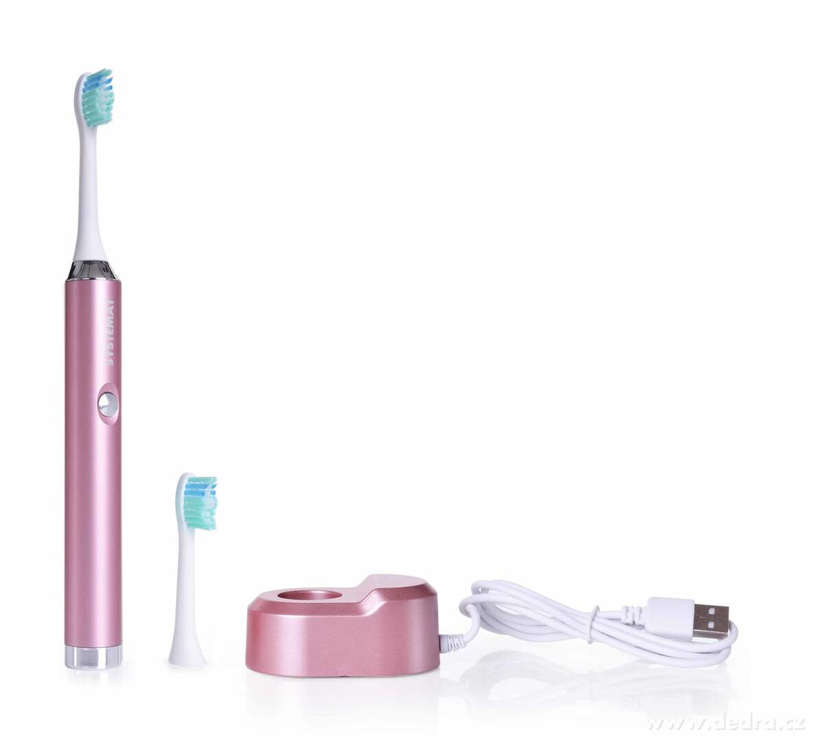 Sonický extra jemný kartáček na zuby, celokovový, metalic pink