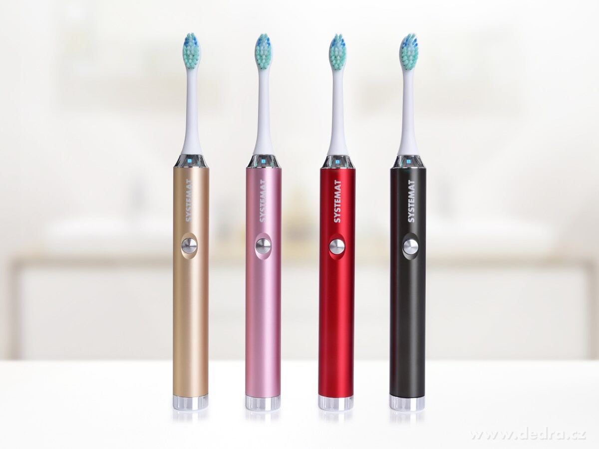 Sonický extra jemný kartáček na zuby, celokovový, metalic pink – náhled 3 | Grand Móda