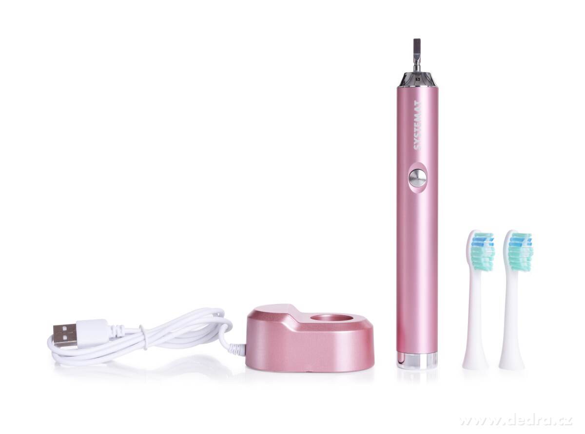 Sonický extra jemný kartáček na zuby, celokovový, metalic pink – náhled 5 | Grand Móda