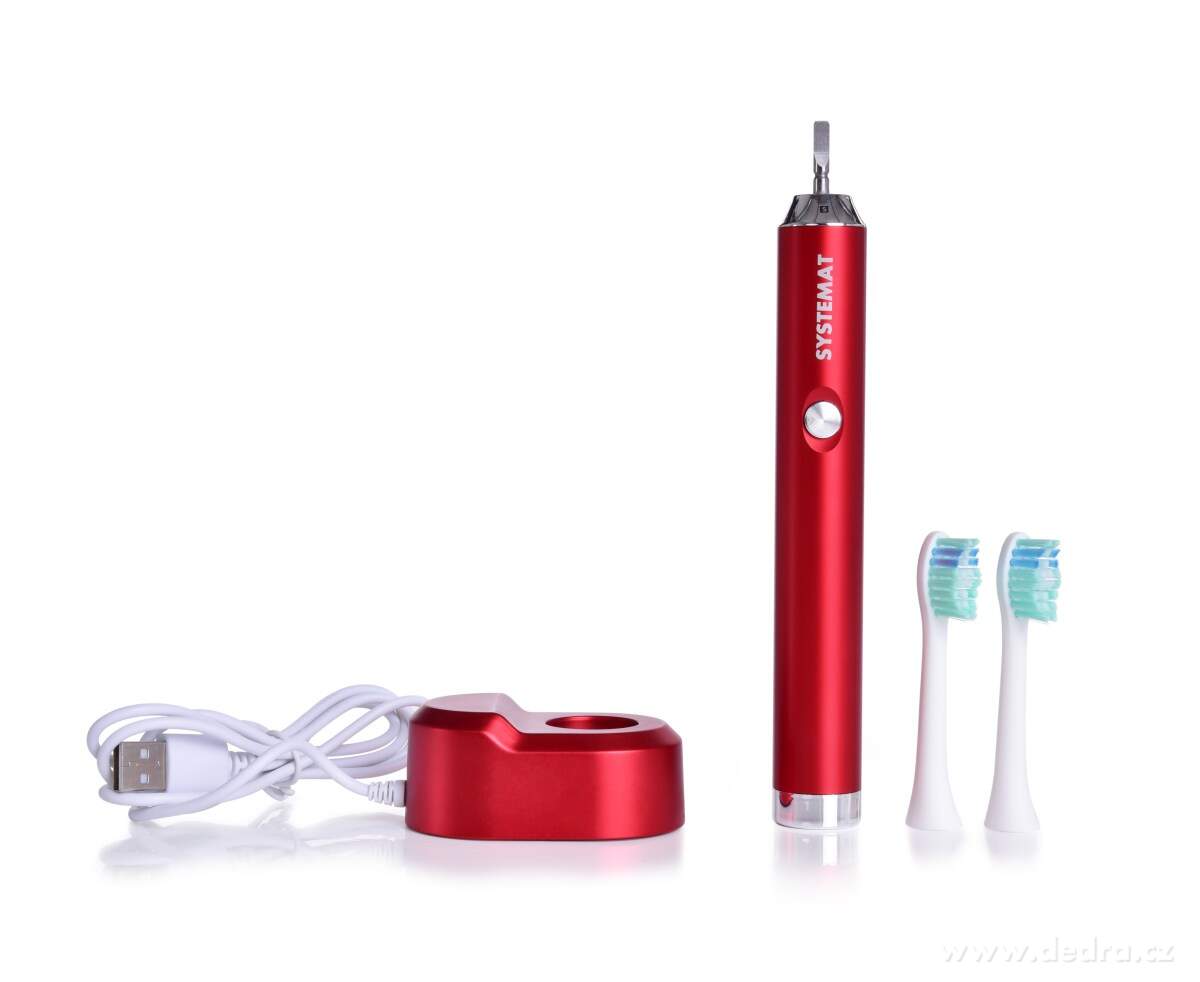 Sonický extra jemný kartáček na zuby, celokovový, metalic red – náhled 5 | Grand Móda