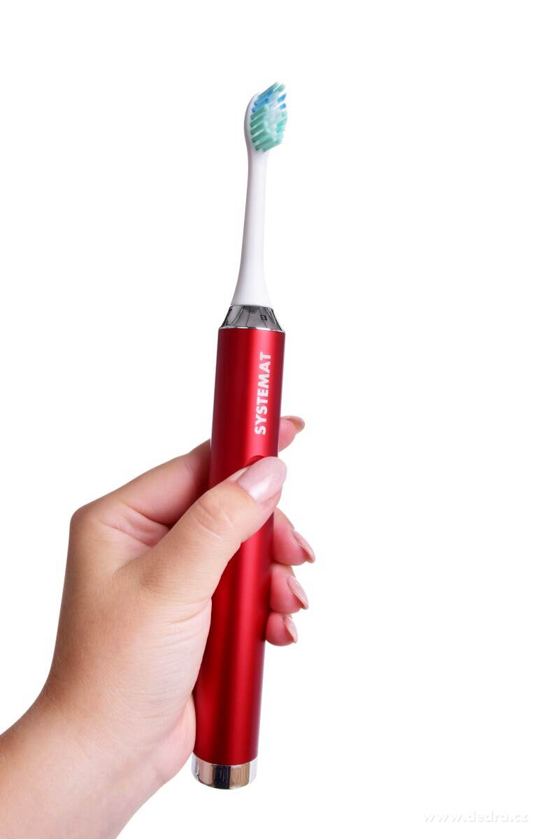 Sonický extra jemný kartáček na zuby, celokovový, metalic red – náhled 6 | Grand Móda