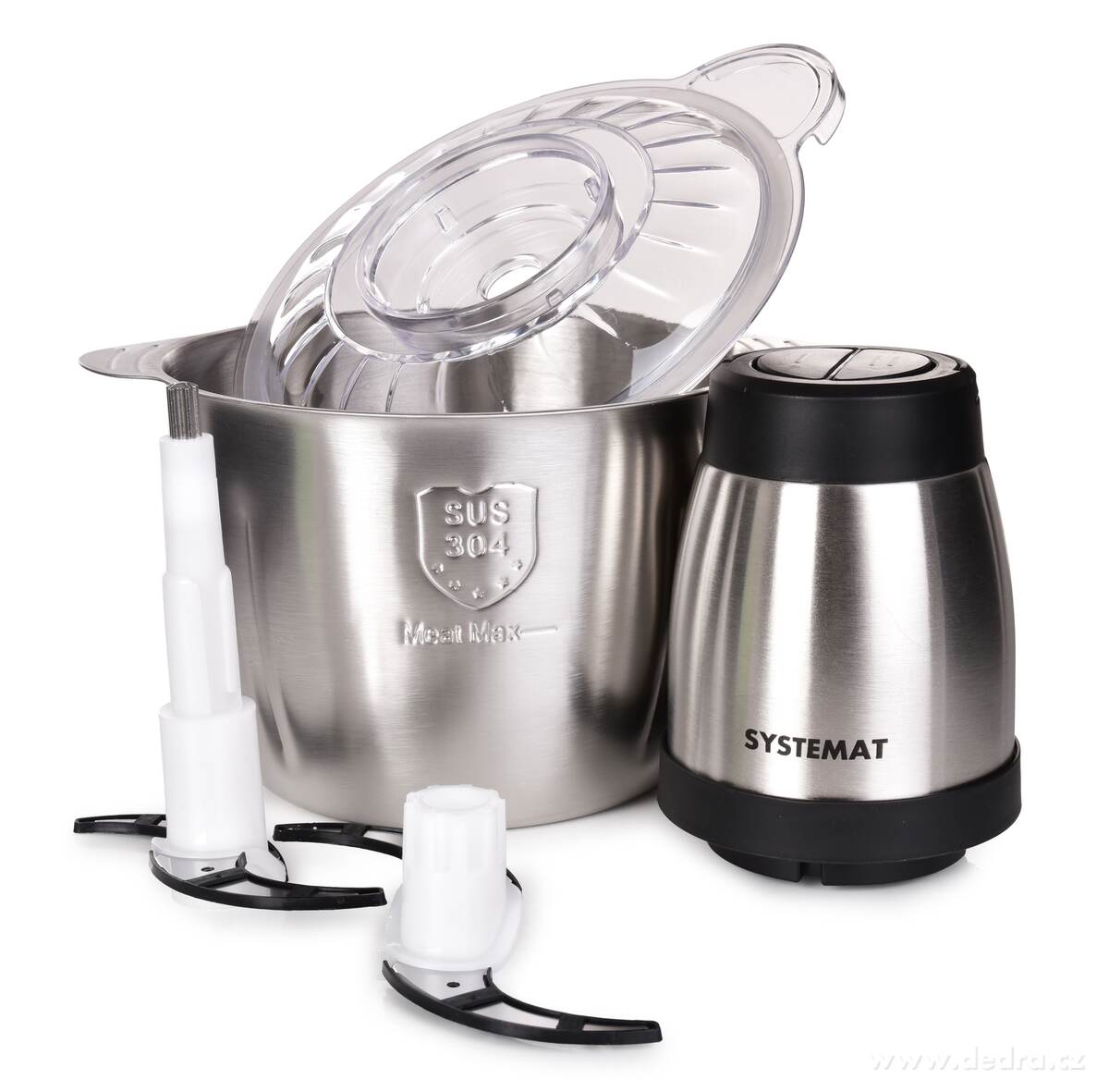 MAXISEKÁTOR, Sekáček potravin s nerezovou mísou 2, 5 L, 300 W, 2 rychlosti & čtyřčepel – náhled 2 | Grand Móda