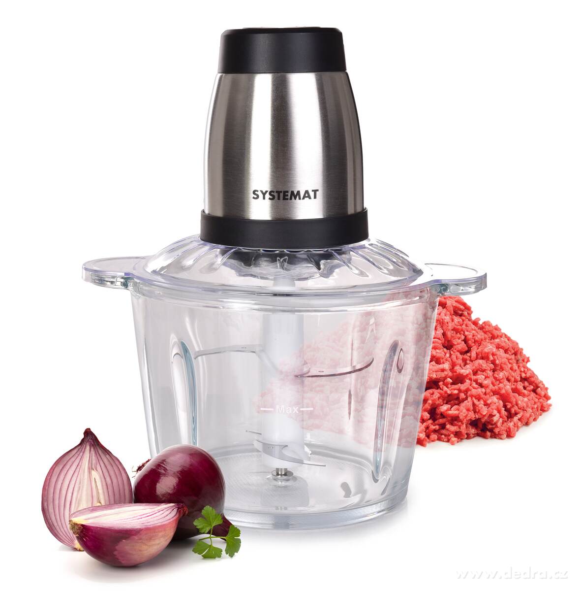 MAXISEKÁTOR, Sekáček potravin se skleněnou mísou 2, 5 L, 300 W, 2 rychlosti & čtyřčepel | Do kuchynď | Grand Móda