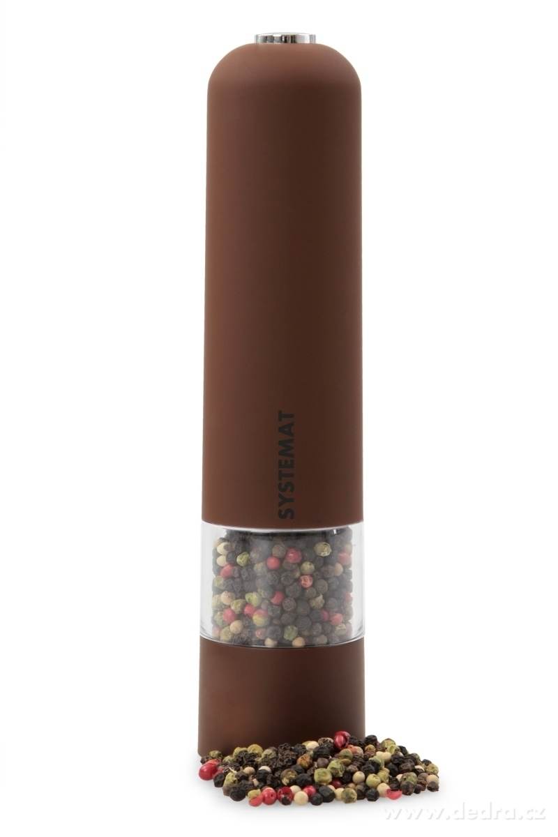 SYSTEMAT, XXL elektrický mlýnek na pepř, sůl a koření, LED osvětlení & nastavitelná hrubost, keramický mechanismus