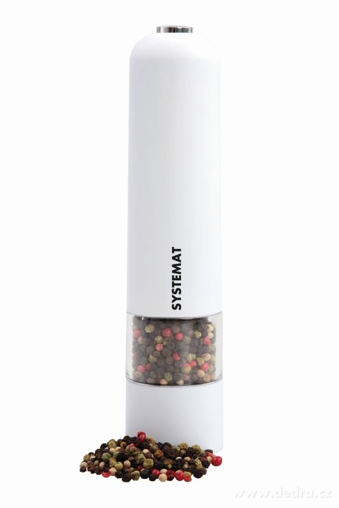 SYSTEMAT, XXL elektrický mlýnek na pepř, sůl a koření, LED osvětlení & nastavitelná hrubost, keramický mechanismus