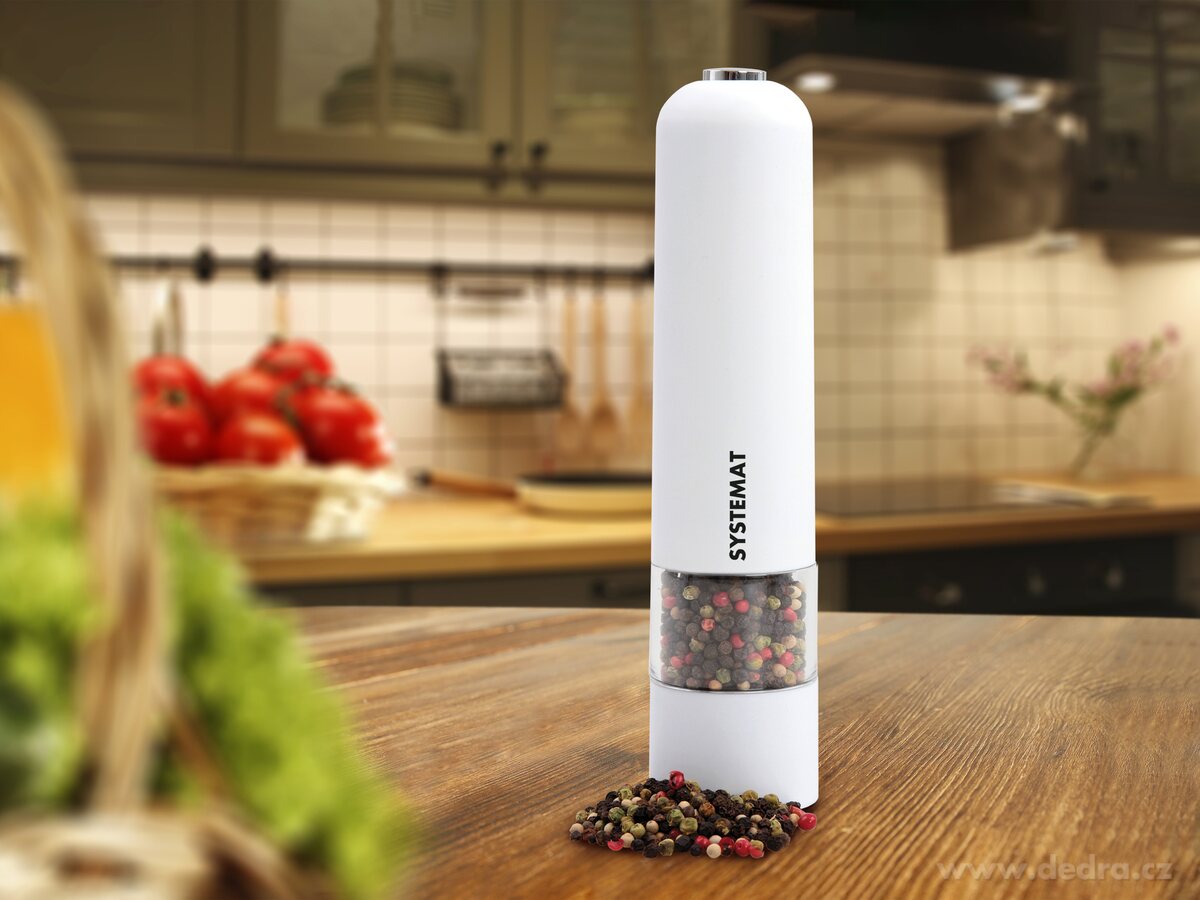 SYSTEMAT, XXL elektrický mlýnek na pepř, sůl a koření, LED osvětlení & nastavitelná hrubost, keramický mechanismus – náhled 3 | Grand Móda