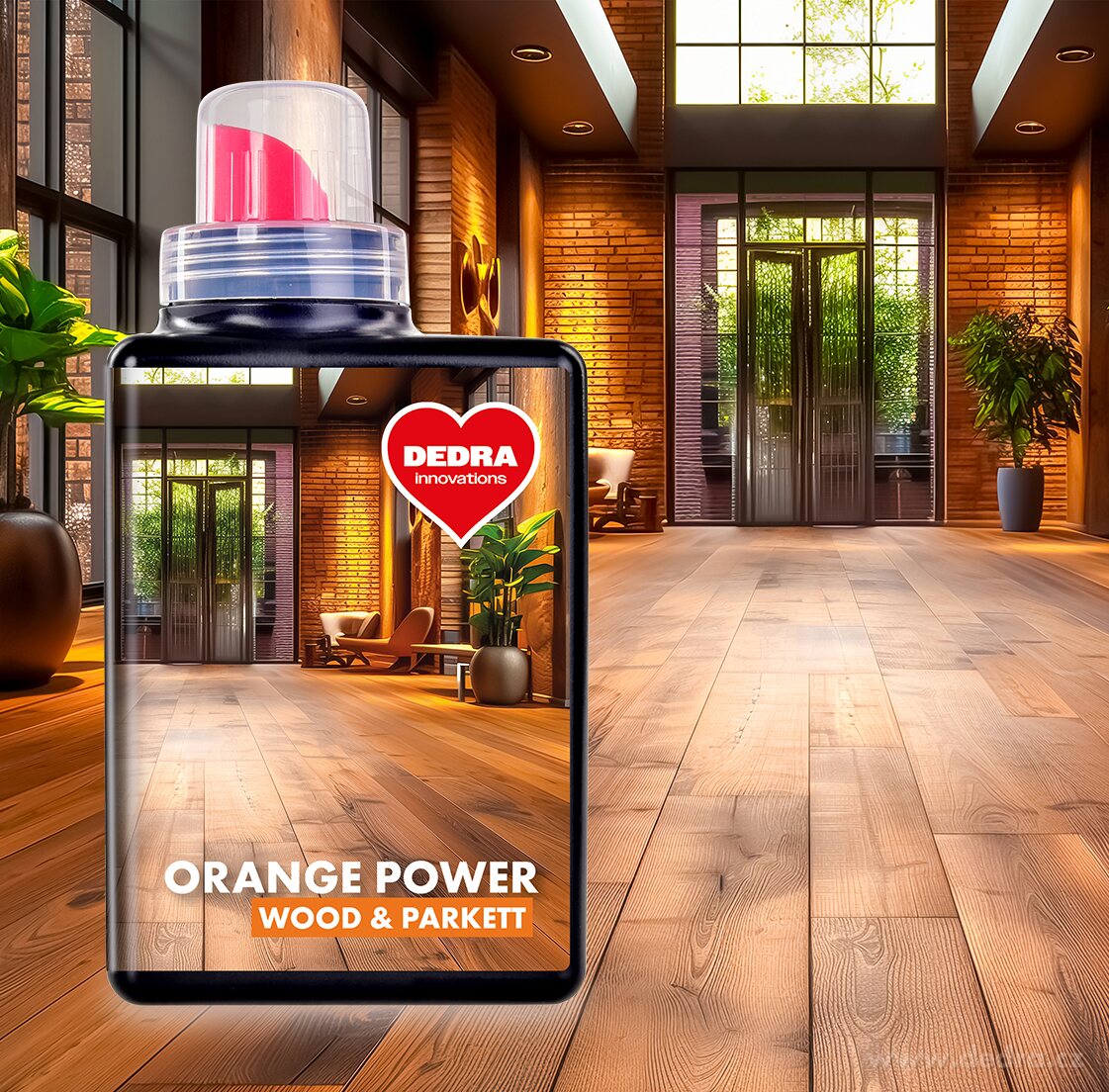 ORANGE POWER WOOD & PARKETT | Ekologick├Ż koncentr├ít na myt├ş d┼Öev─Ťn├Żch a plovouc├şch podlah | 500 ml | 25 myt├ş - obr├ízek 2 | Myt├ş podlahy | Grand M├│da