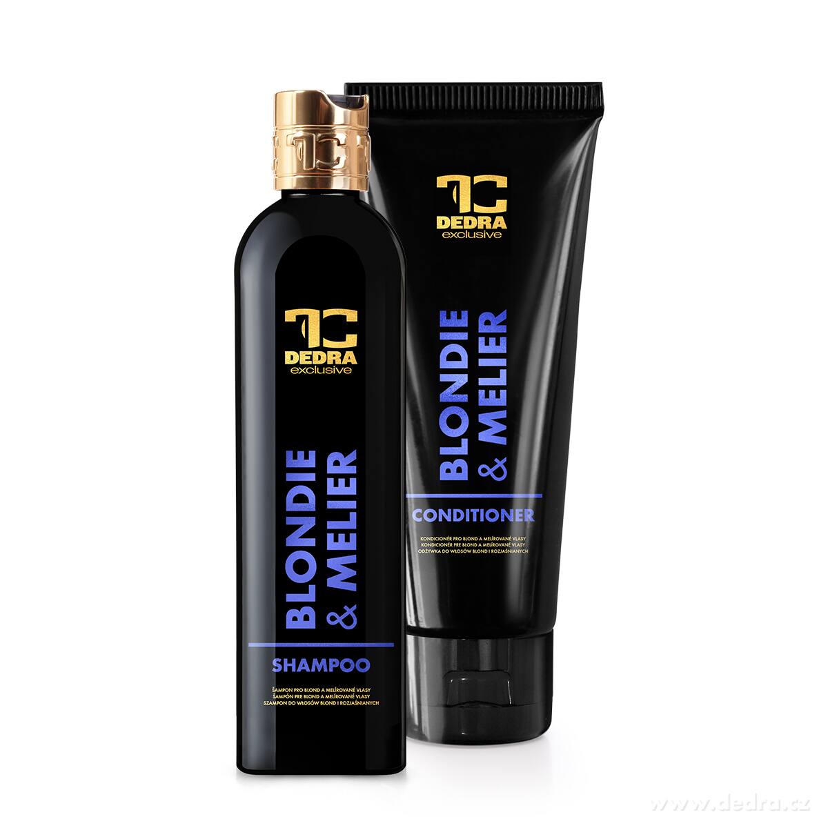 SADA 1+1, BLONDIE & MELIER, šampón a kondicionér s fialovým pigmentem pro blond a melírované vlasy, neutralizace žlutých tónů