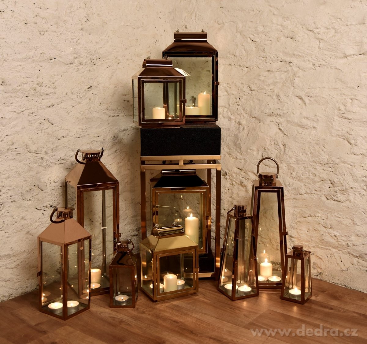 Nerezová lucerna, v měděné barvě – náhled 3 | Grand Móda