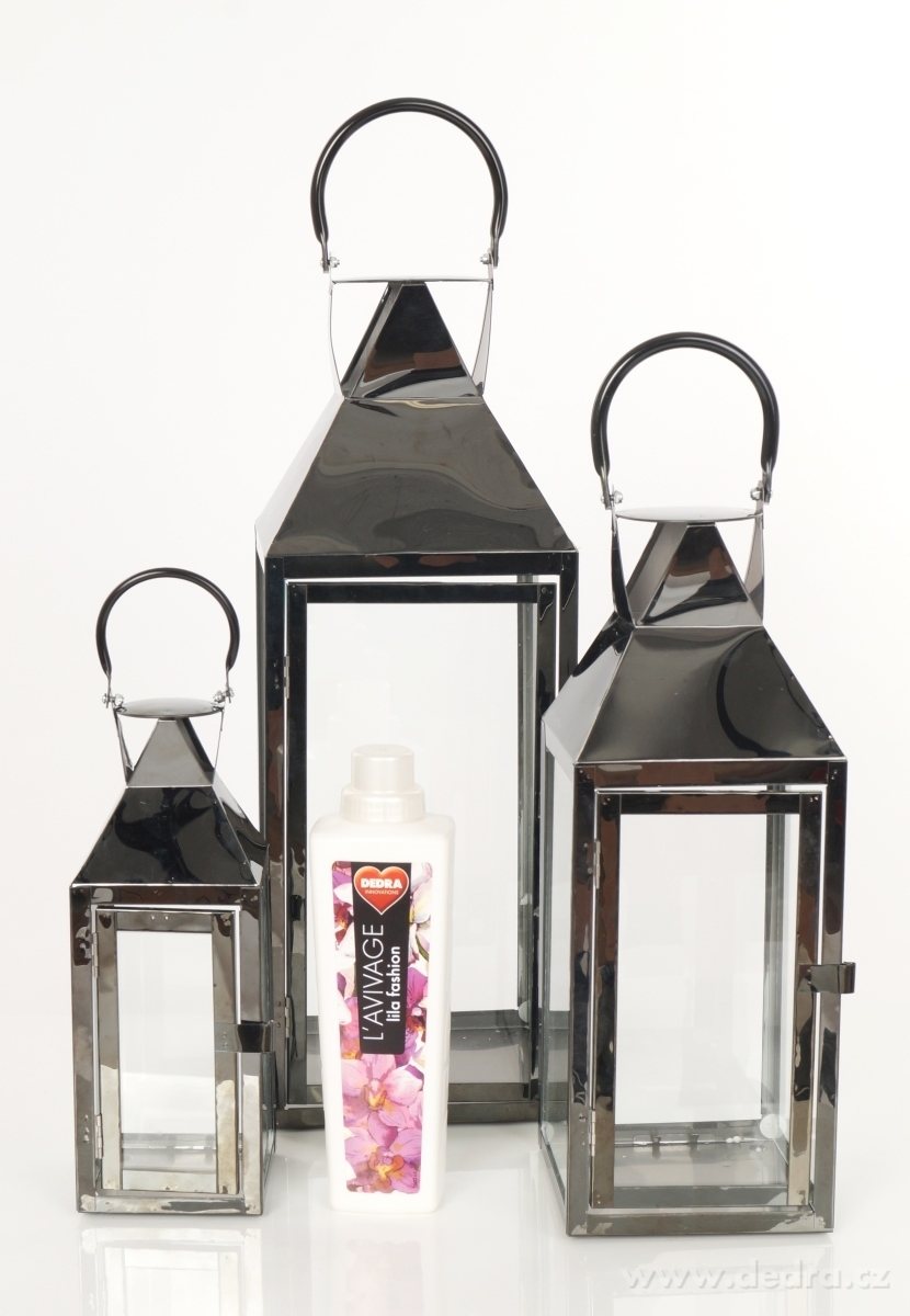 Nerezová lucerna, v lesklé černé barvě – náhled 3 | Grand Móda