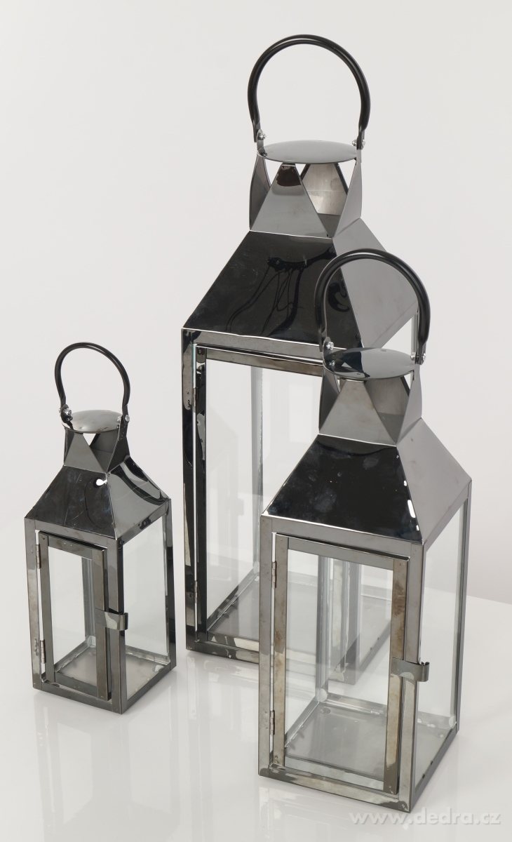 Nerezová lucerna, v lesklé černé barvě – náhled 4 | Grand Móda