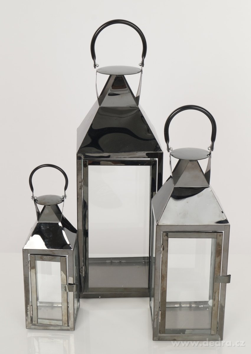 Nerezová lucerna, v lesklé černé barvě – náhled 6 | Grand Móda