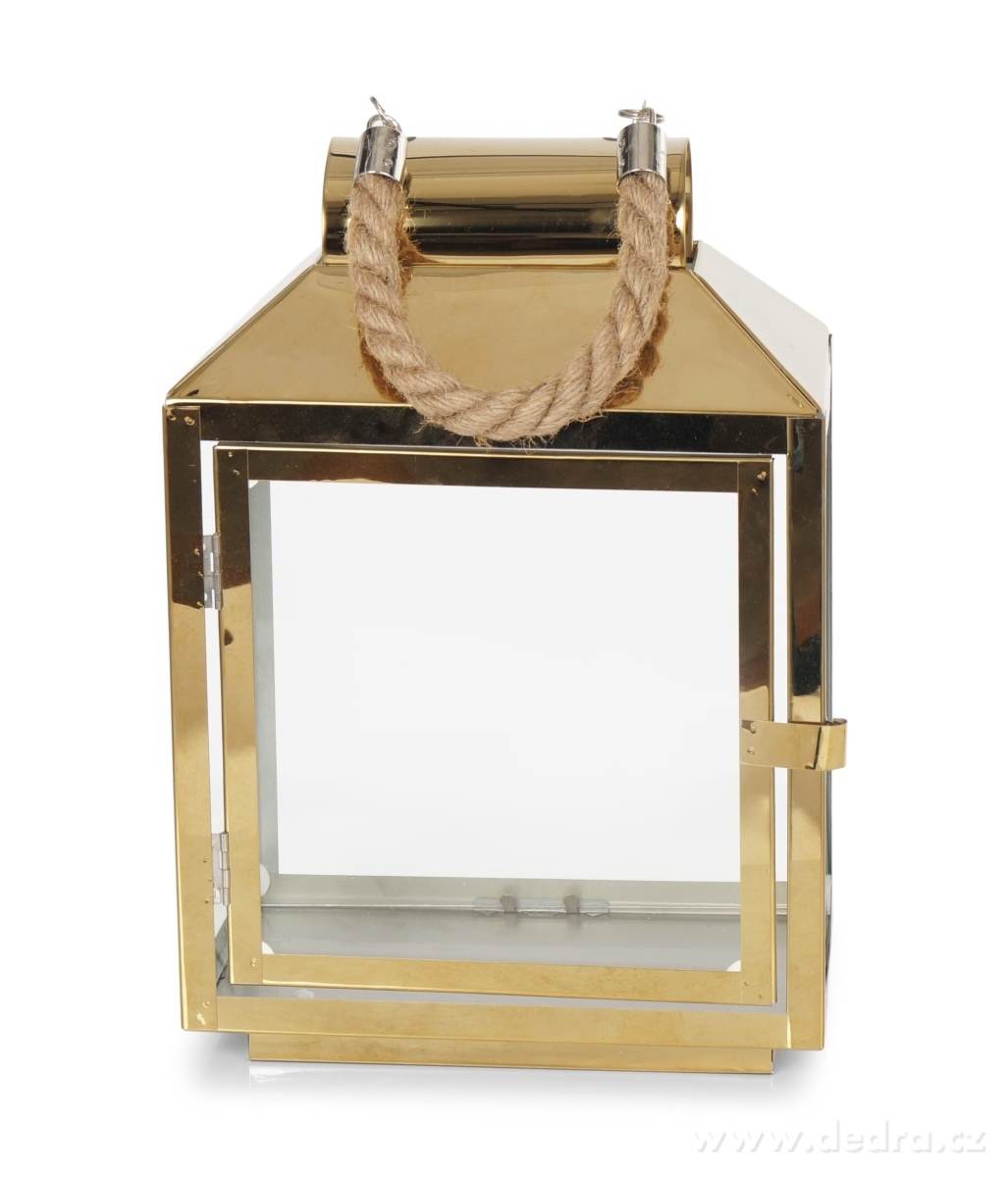 Nerezová lucerna 30 cm, ve zlaté barvě | Lucerny | Grand Móda