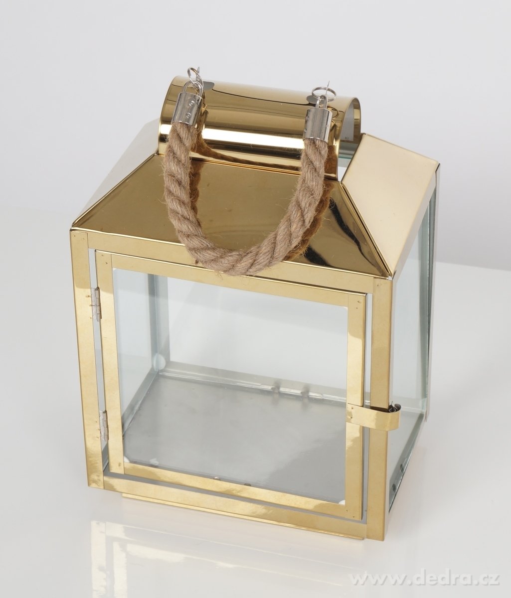 Nerezová lucerna 30 cm, ve zlaté barvě – náhled 2 | Grand Móda