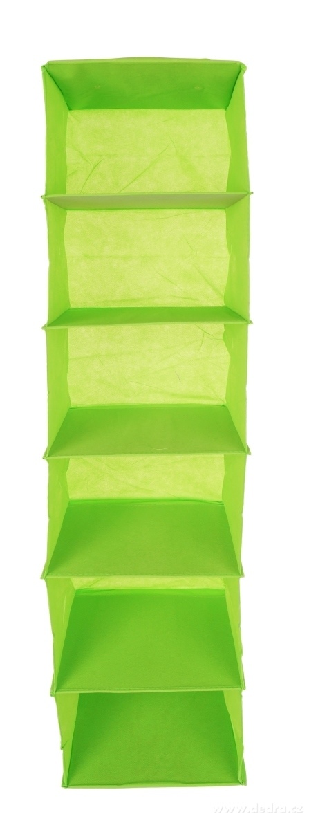 PRAKTIK, závěsný úložný organizér na oblečení, 6 přihrádek na šatní tyč do skříně, 121 cm, zelený – náhled 3 | Grand Móda