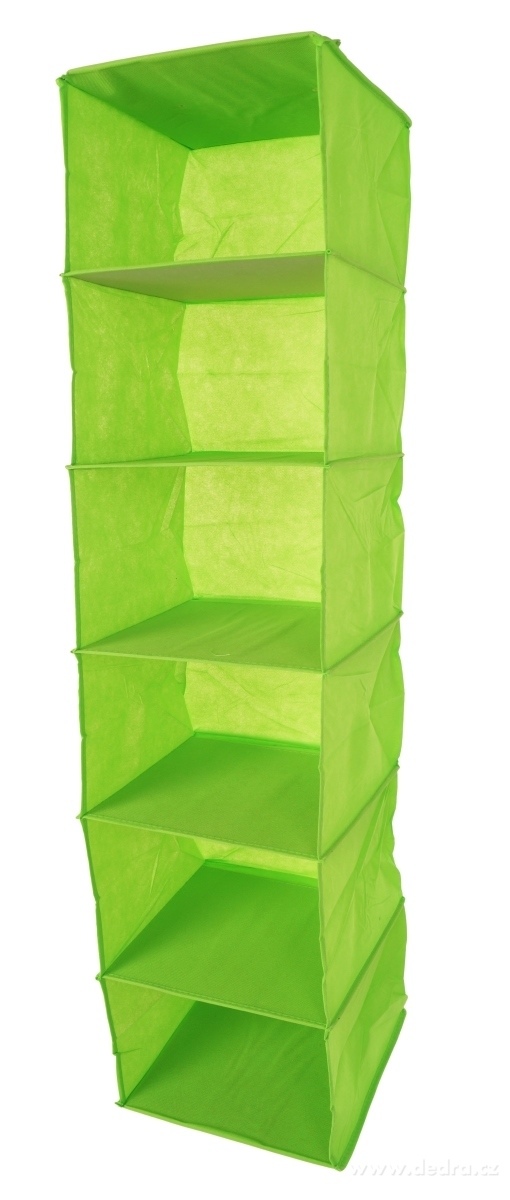 PRAKTIK, závěsný úložný organizér na oblečení, 6 přihrádek na šatní tyč do skříně, 121 cm, zelený – náhled 4 | Grand Móda