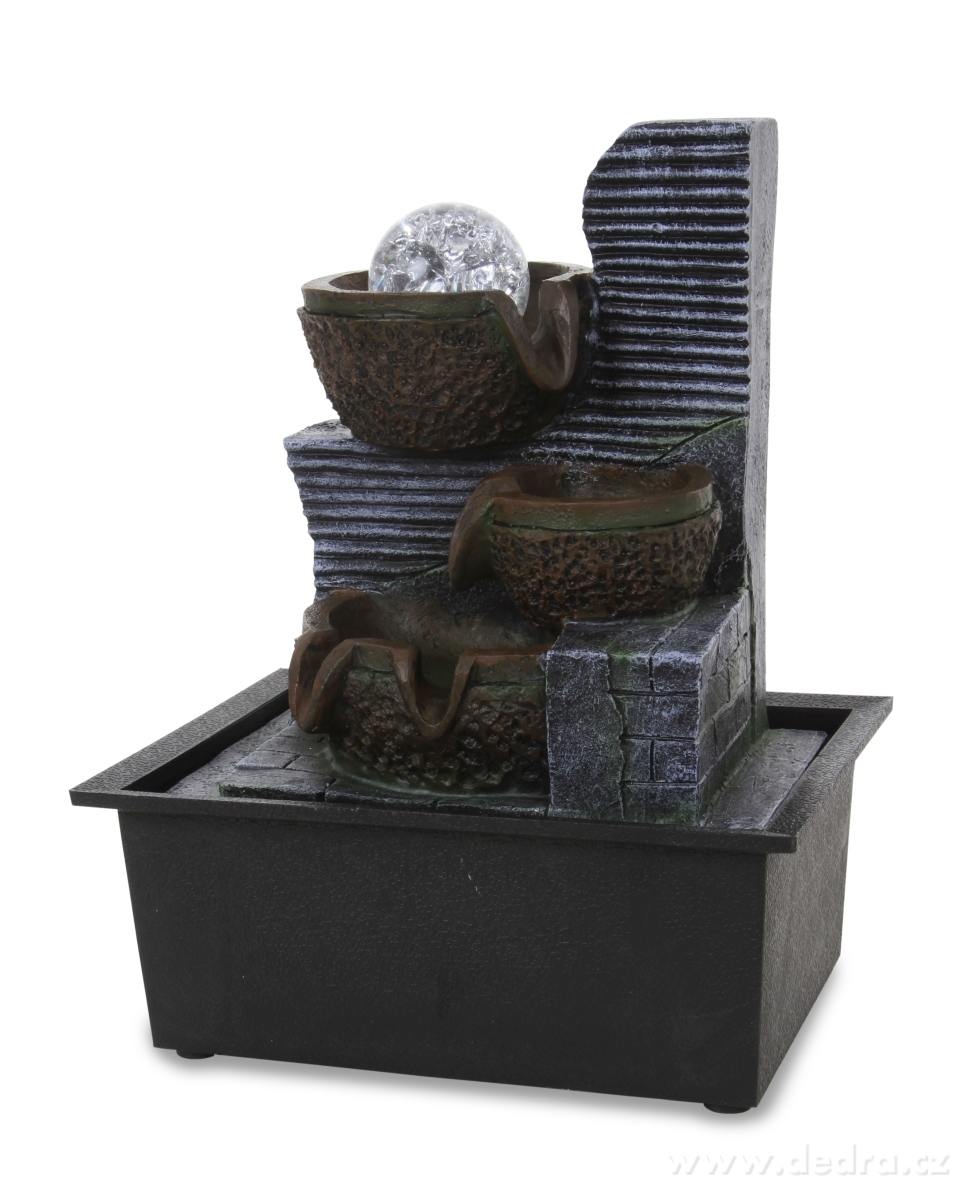 ZEN, 26 cm pokojová fontána s koulející se koulí & LED osvětlením, kaskádový design | Pokojové fontány | Grand Móda