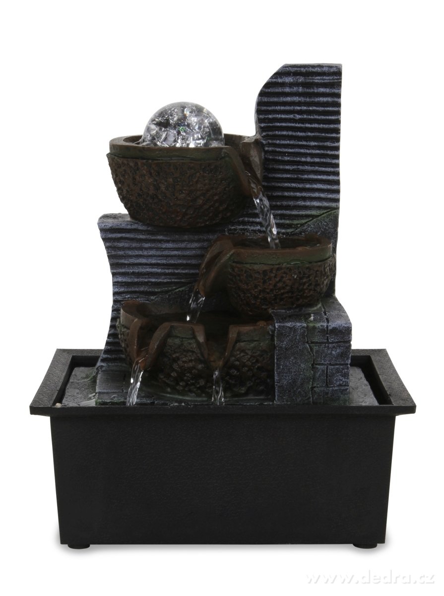 ZEN, 26 cm pokojová fontána s koulející se koulí & LED osvětlením, kaskádový design – náhled 2 | Grand Móda