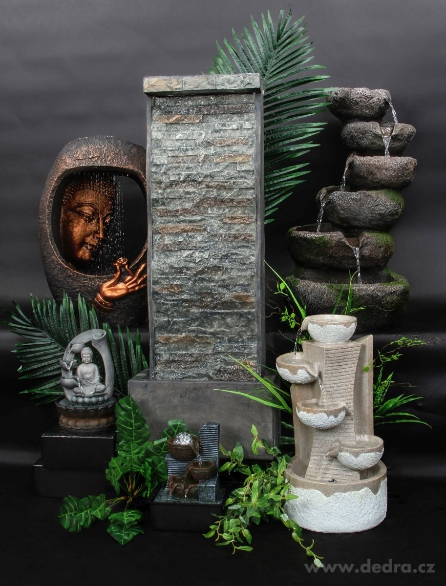 ZEN, 26 cm pokojová fontána s koulející se koulí & LED osvětlením, kaskádový design – náhled 4 | Grand Móda