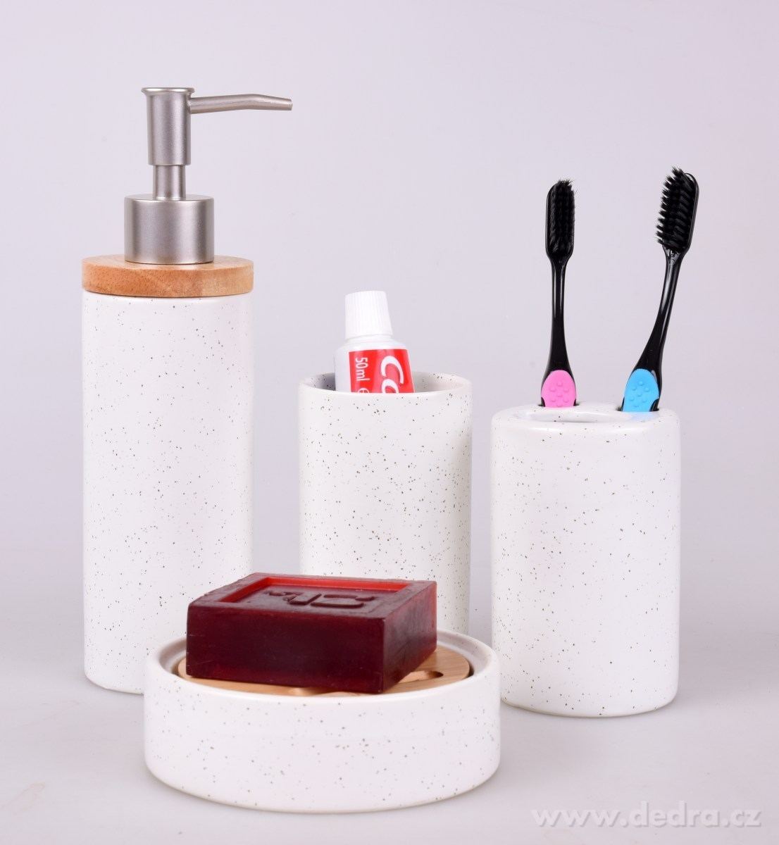 4 dílná keramická souprava s bambusem do koupelny GoEco® – náhled 2 | Grand Móda