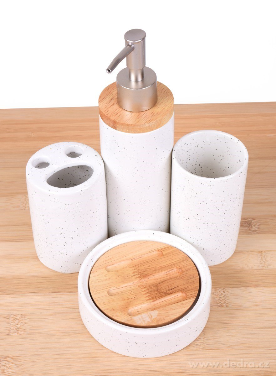 4 dílná keramická souprava s bambusem do koupelny GoEco® – náhled 3 | Grand Móda