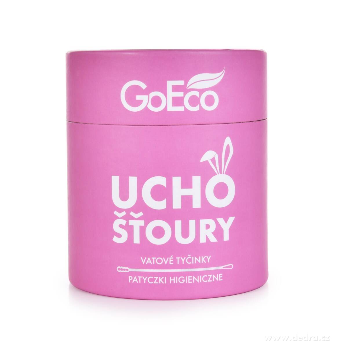 UCHOŠŤOURY, ekologické vatové tyčinky, 200 ks, karton + 100% bavlna, růžové – náhled 2 | Grand Móda