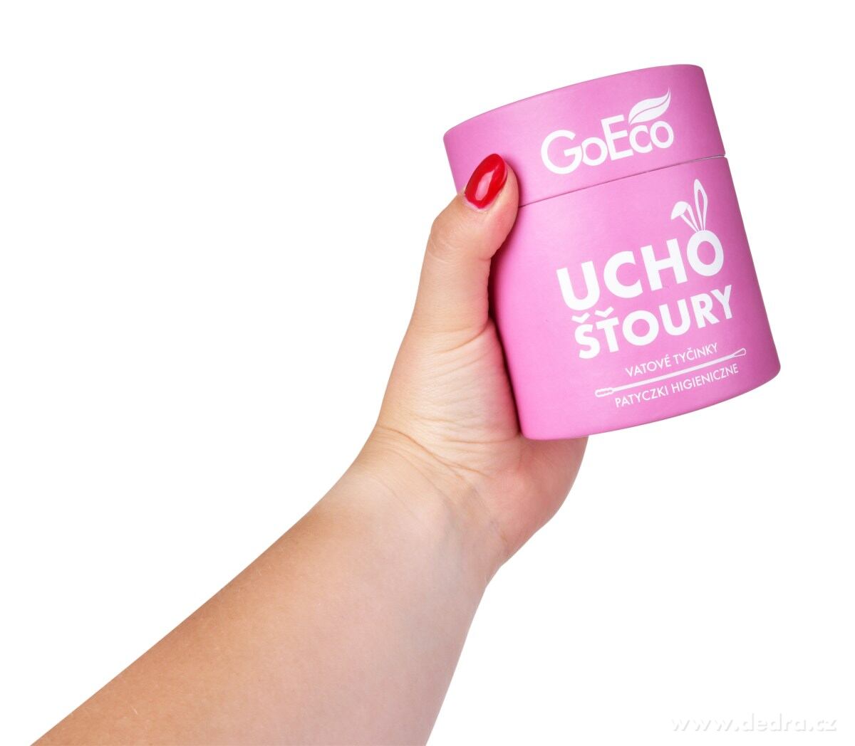 UCHOŠŤOURY, ekologické vatové tyčinky, 200 ks, karton + 100% bavlna, růžové – náhled 5 | Grand Móda