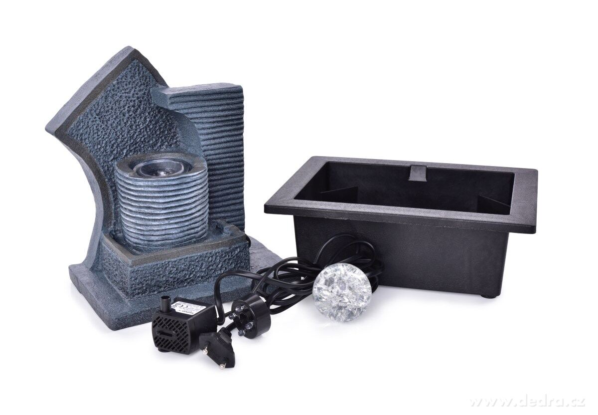 ZAZEN, 26, 5 cm pokojová fontána s rotující zenovou koulí & LED osvětlením, kaskádový design – náhled 2 | Grand Móda