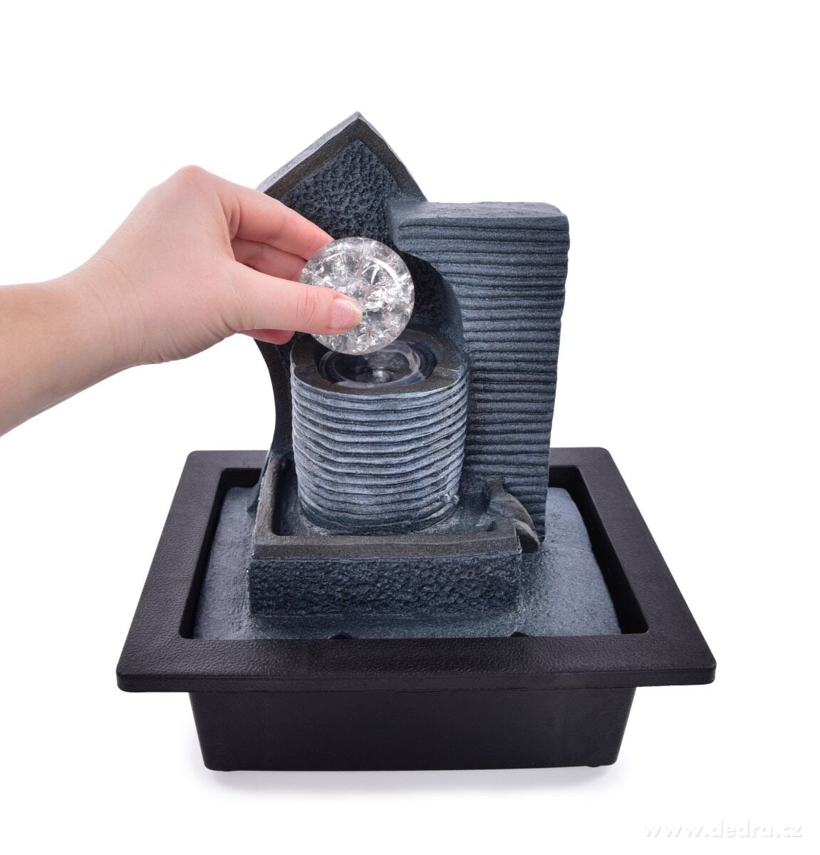 ZAZEN, 26, 5 cm pokojová fontána s rotující zenovou koulí & LED osvětlením, kaskádový design – náhled 5 | Grand Móda