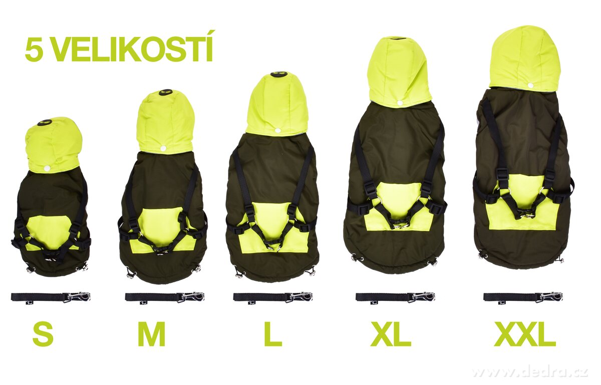 REBELITO® 3v1, bunda pro psy, prošívaná bunda + kšíry & vodítko, zeleno-khaki – náhled 2 | Grand Móda