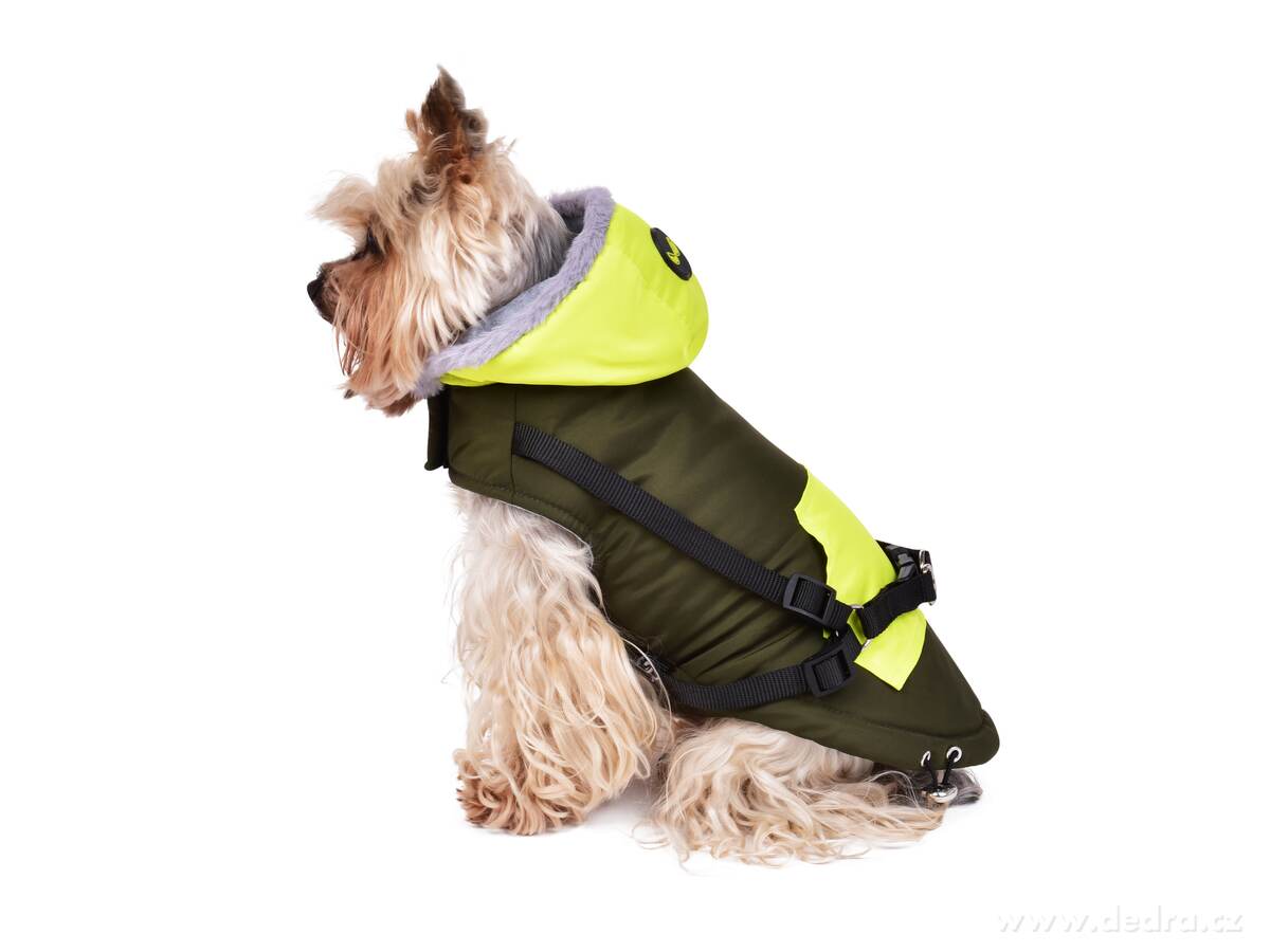 REBELITO® 3v1, bunda pro psy, prošívaná bunda + kšíry & vodítko, zeleno-khaki – náhled 3 | Grand Móda