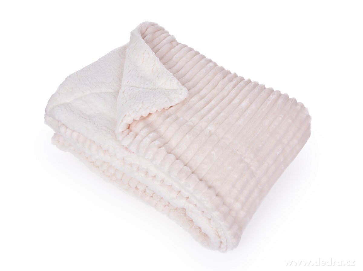 RELIEF LAGOON, luxusní dvouvrstvá přikrývka 150 × 200 cm, LAGOON VELVET & hebká beránčí imitace, smetanová | Deky a přehozy | Grand Móda