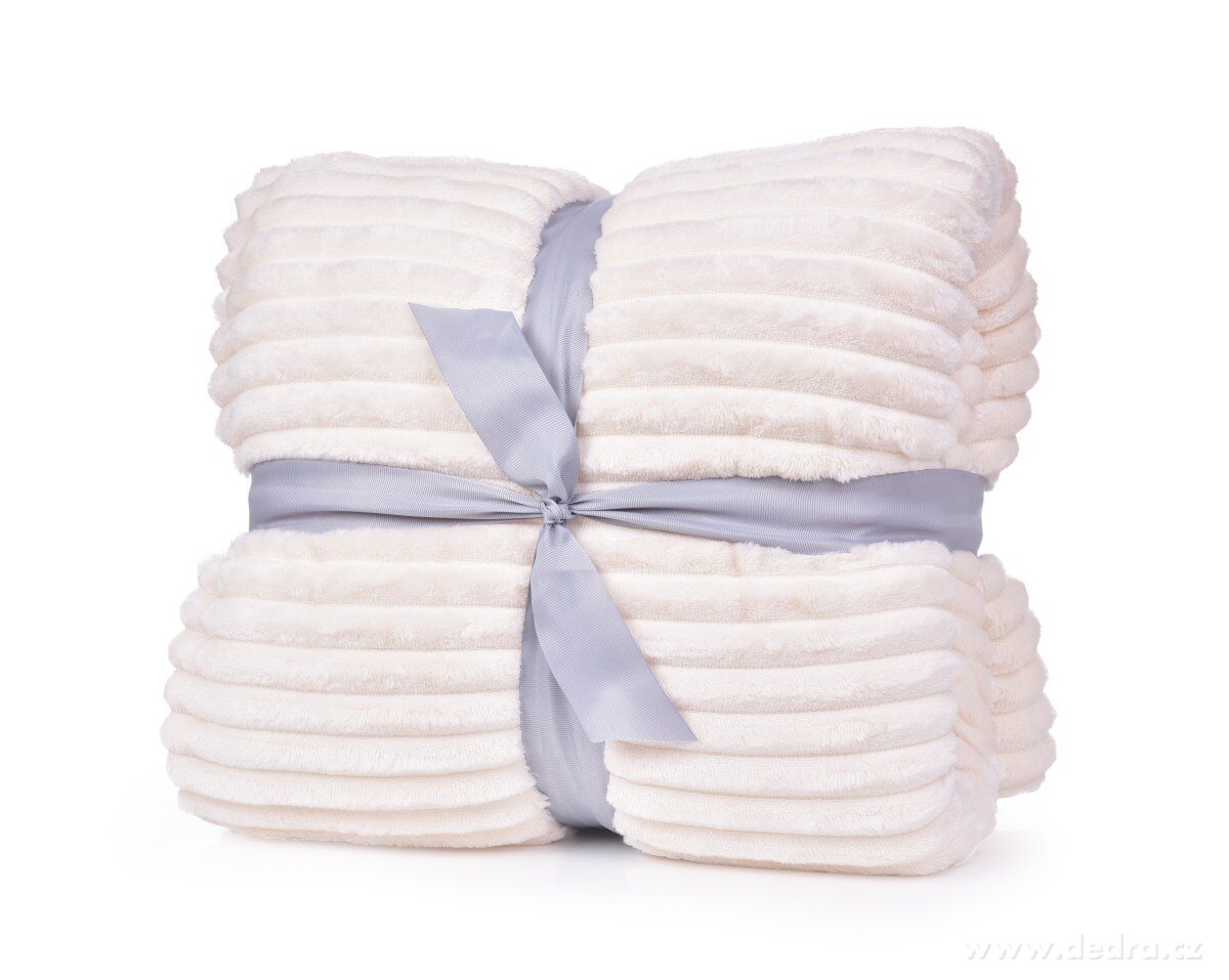 RELIEF LAGOON, luxusní dvouvrstvá přikrývka 150 × 200 cm, LAGOON VELVET & hebká beránčí imitace, smetanová – náhled 2 | Grand Móda