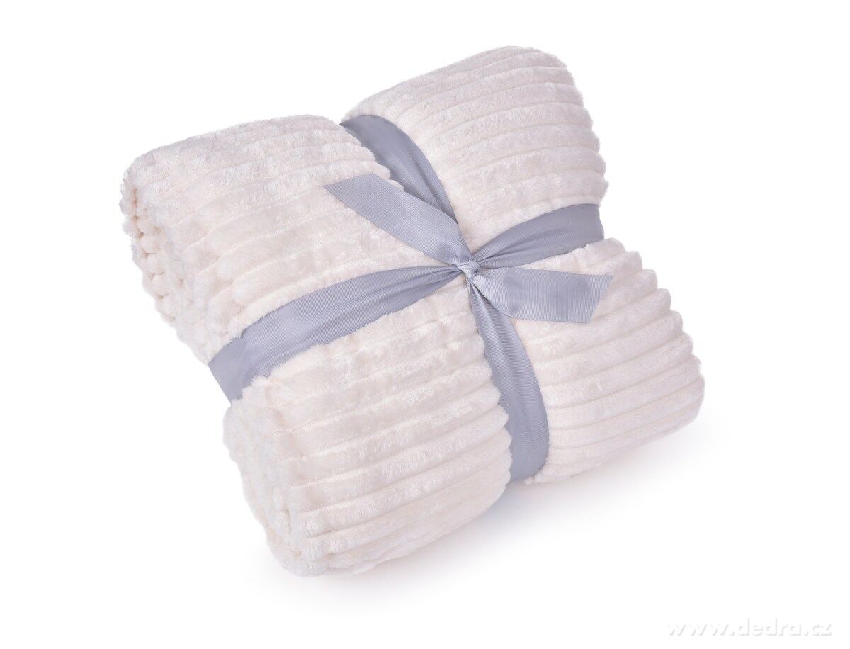 RELIEF LAGOON, luxusní dvouvrstvá přikrývka 150 × 200 cm, LAGOON VELVET & hebká beránčí imitace, smetanová – náhled 5 | Grand Móda