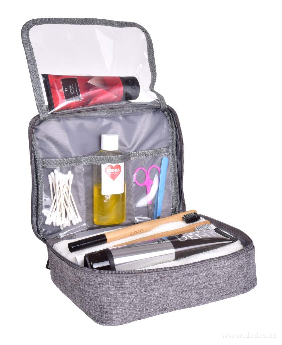 FC TRAVELLER, cestovní pouzdro na toaletní potřeby, kosmetická taška na zip s úchopem, šedá melange | Organizéry a pouzdra | Grand Móda