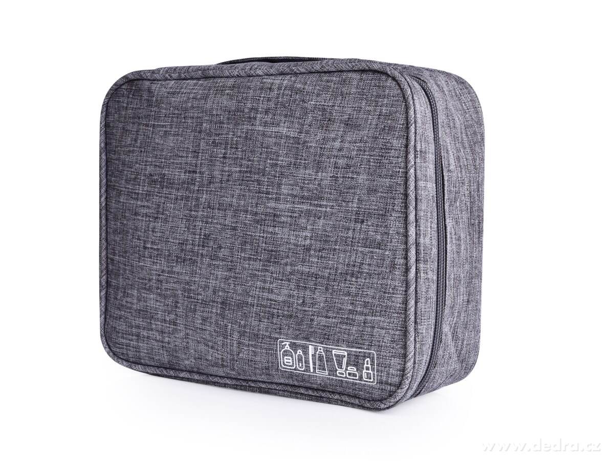 FC TRAVELLER, cestovní pouzdro na toaletní potřeby, kosmetická taška na zip s úchopem, šedá melange – náhled 2 | Grand Móda