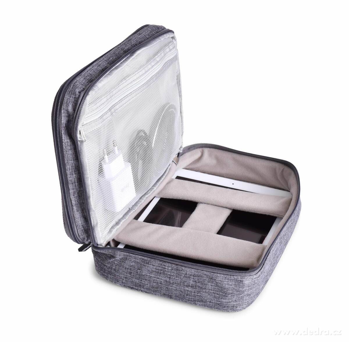 FC TRAVELLER, velké 2patrové pouzdro na elektroniku, kabely, nabíječky & příslušenství, šedá melange – náhled 4 | Grand Móda