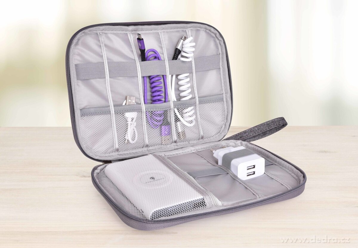 FC TRAVELLER, cestovní pouzdro na elektroniku, kabely, nabíječky & příslušenství, šedá melange – náhled 3 | Grand Móda