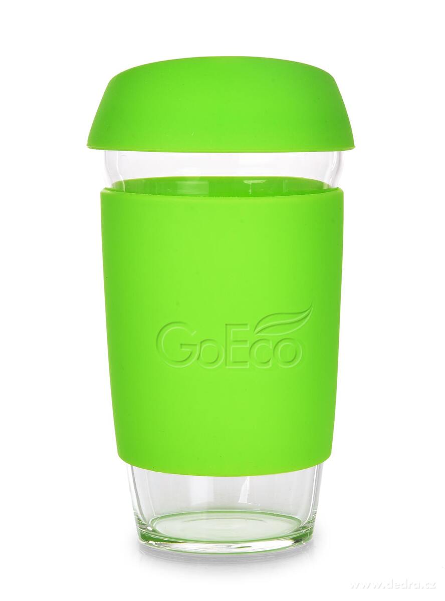 KELIMERO®, skleněný kelímek na kávu TO GO 500 ml, se silikonovým víčkem a manžetou, zelený | GoEco stolování | Grand Móda