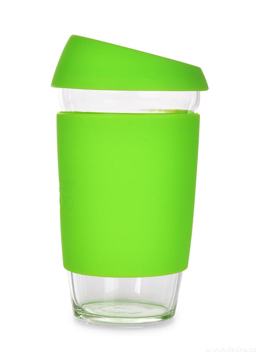 KELIMERO®, skleněný kelímek na kávu TO GO 500 ml, se silikonovým víčkem a manžetou, zelený – náhled 2 | Grand Móda