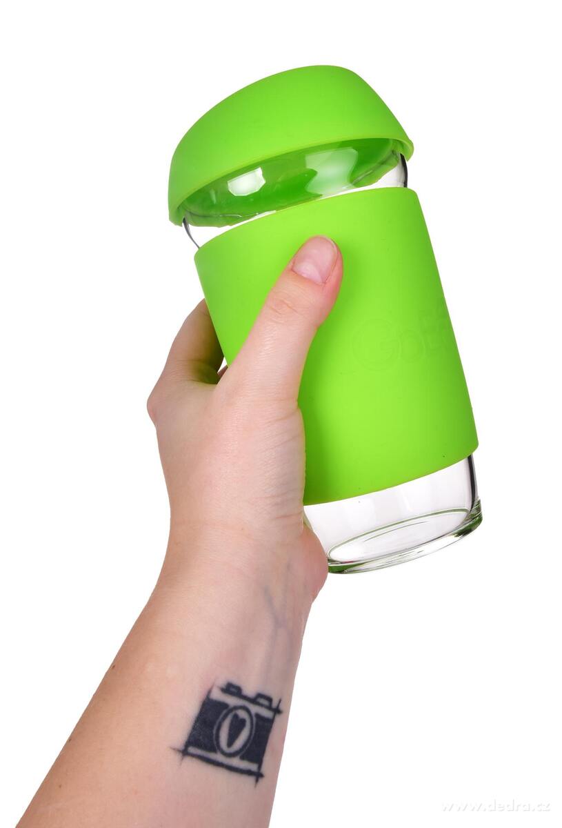 KELIMERO®, skleněný kelímek na kávu TO GO 500 ml, se silikonovým víčkem a manžetou, zelený – náhled 3 | Grand Móda