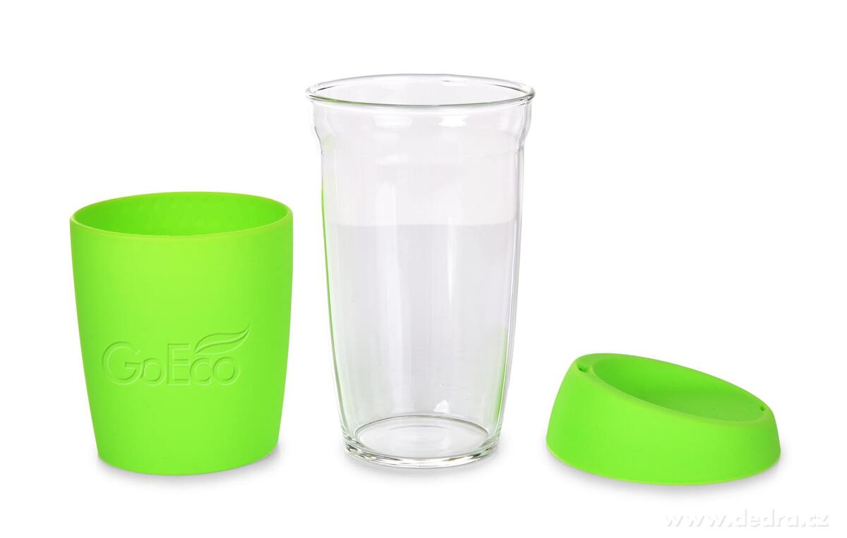 KELIMERO®, skleněný kelímek na kávu TO GO 500 ml, se silikonovým víčkem a manžetou, zelený – náhled 5 | Grand Móda