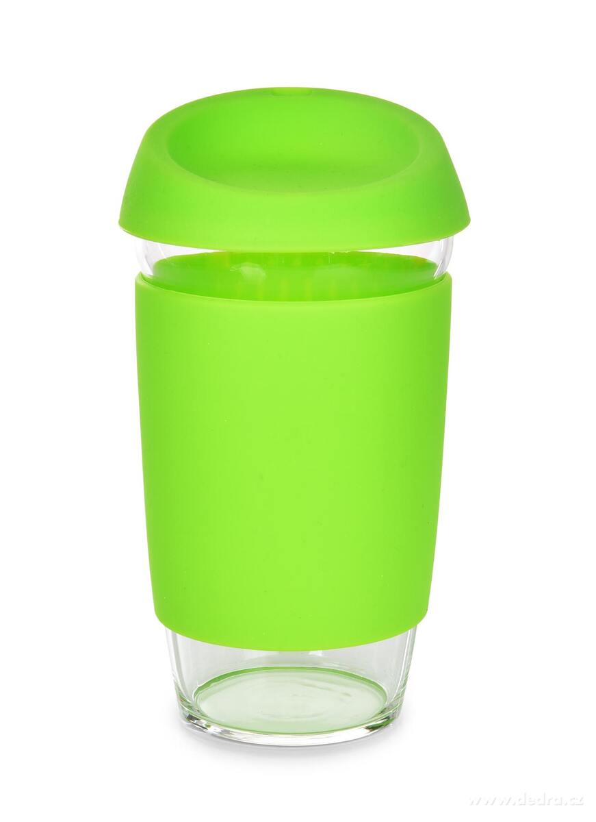 KELIMERO®, skleněný kelímek na kávu TO GO 500 ml, se silikonovým víčkem a manžetou, zelený – náhled 6 | Grand Móda