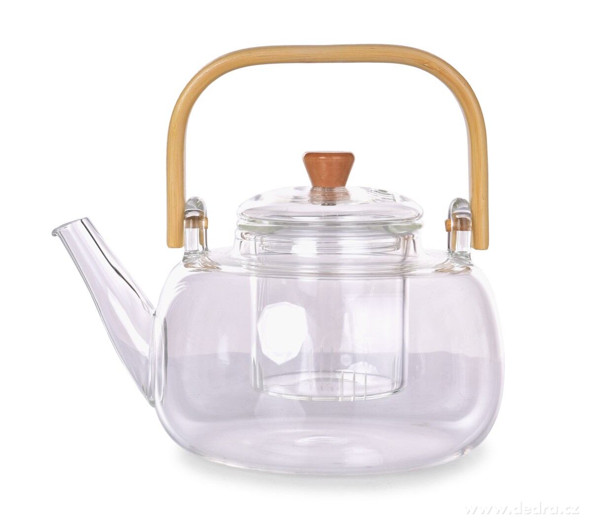 1 L skleněná konvice na čaj z borosilikátového skla s bambusovým držadlem, BOROSIL GLASS – náhled 2 | Grand Móda