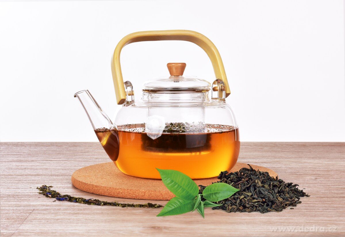 1 L skleněná konvice na čaj z borosilikátového skla s bambusovým držadlem, BOROSIL GLASS – náhled 3 | Grand Móda