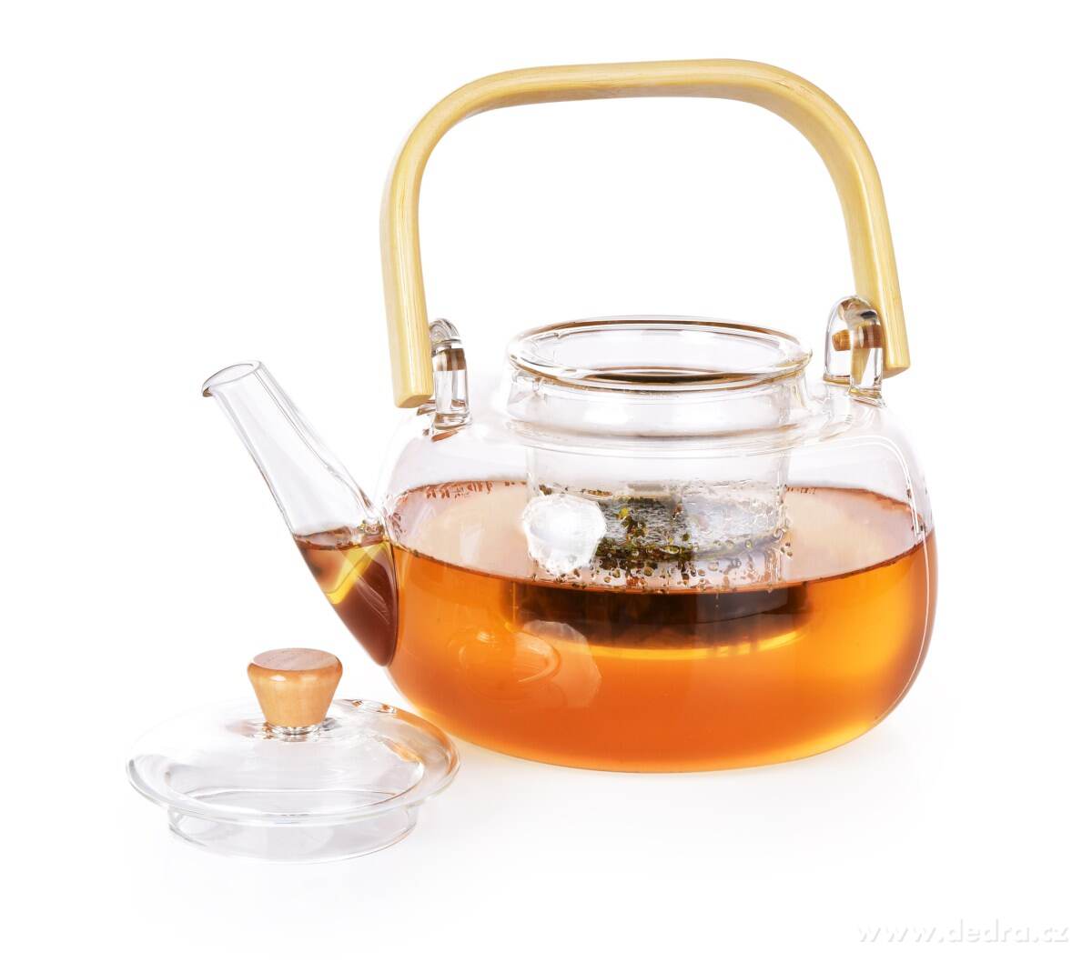 1 L skleněná konvice na čaj z borosilikátového skla s bambusovým držadlem, BOROSIL GLASS – náhled 5 | Grand Móda