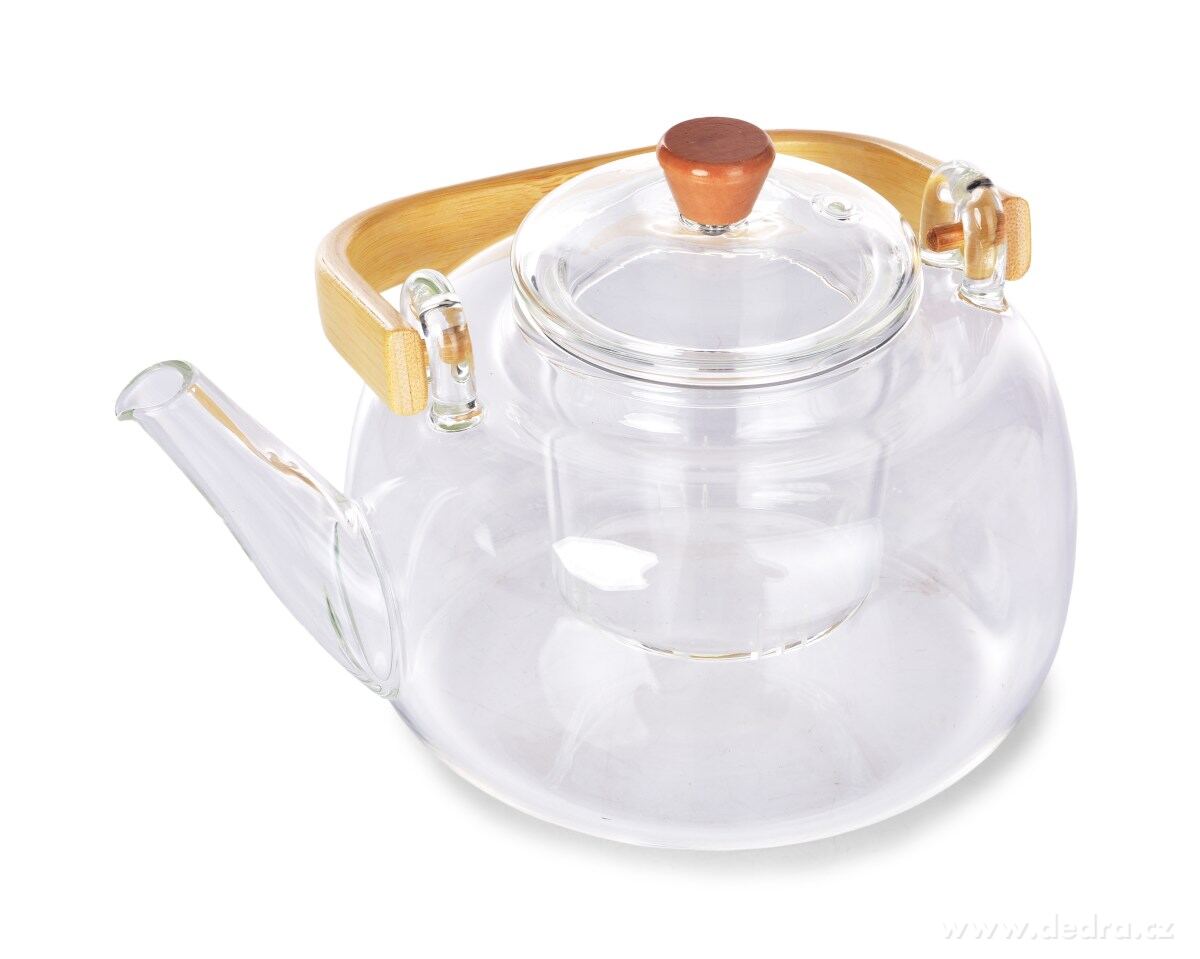 1 L skleněná konvice na čaj z borosilikátového skla s bambusovým držadlem, BOROSIL GLASS – náhled 6 | Grand Móda
