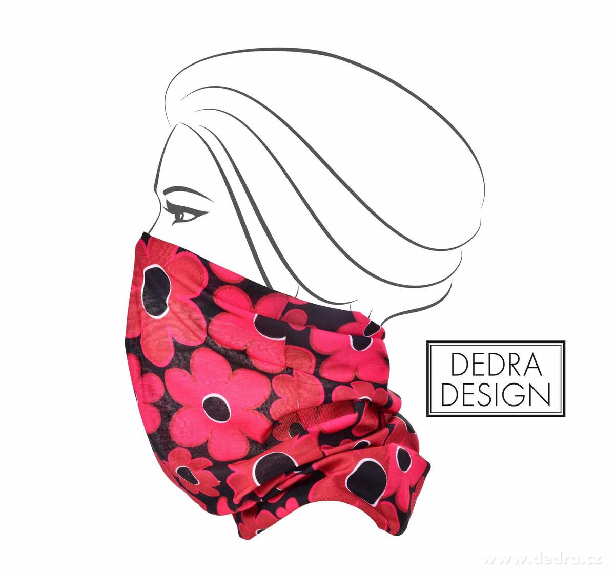 AIRFLEX, multifunkční šátek, pro sport & ochranu, univerzální velikost, DAISY, červený